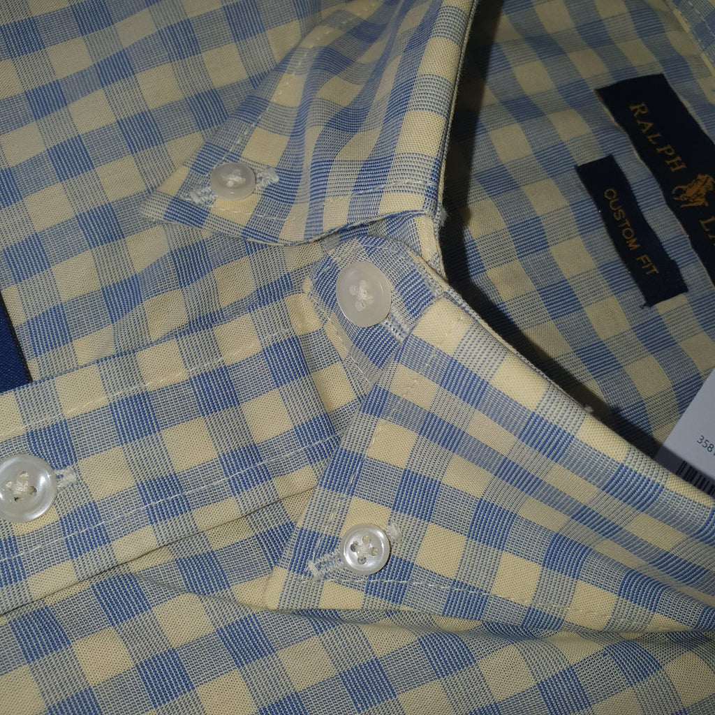 Camisa Ralph Lauren Masculina Xadrez Creme Pony Púrpura