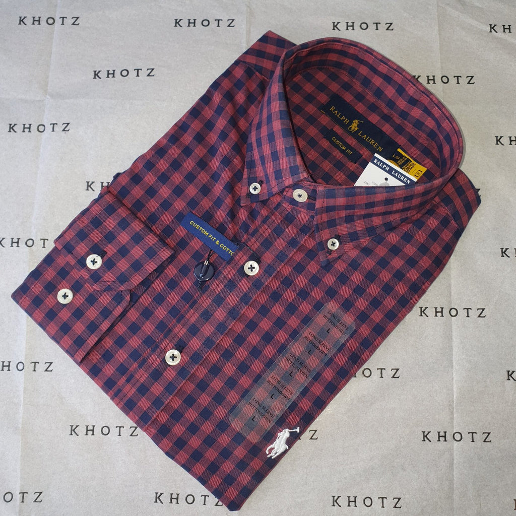 Camisa Ralph Lauren Masculina Xadrez Marrom Pony Branco