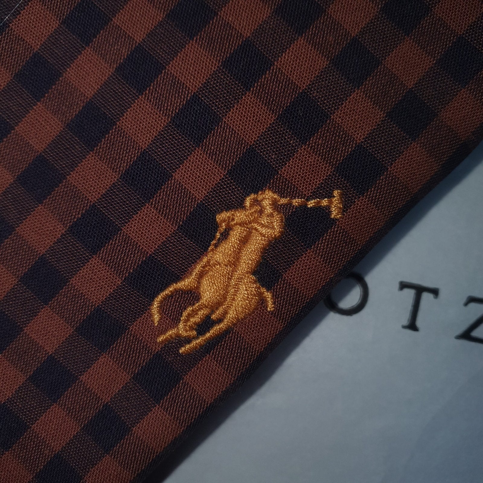 Camisa Ralph Lauren Masculina Xadrez Marrom Pony Dourado