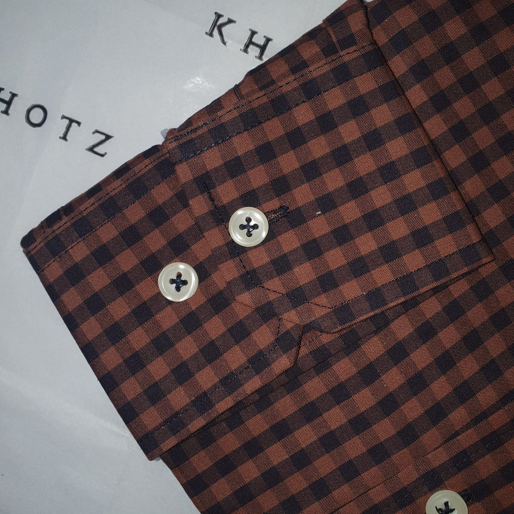Camisa Ralph Lauren Masculina Xadrez Marrom Pony Dourado