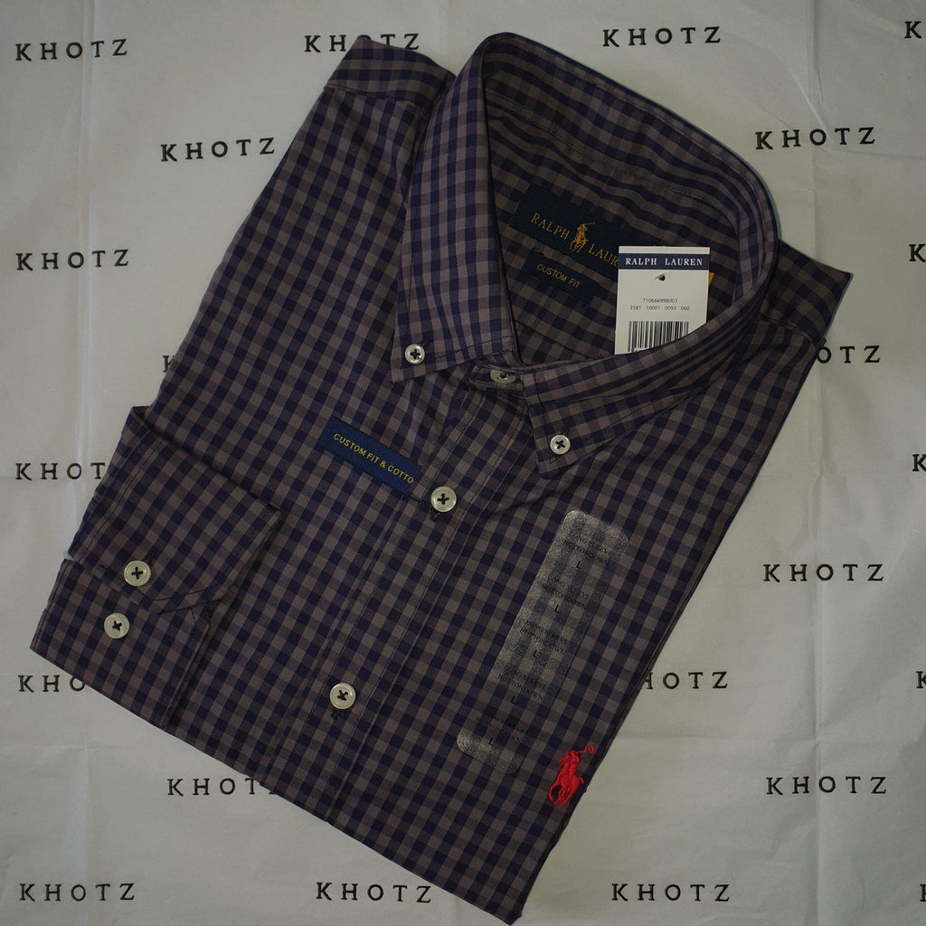 Camisa Ralph Lauren Masculina Xadrez Azul Cinzento Pony Vermelho