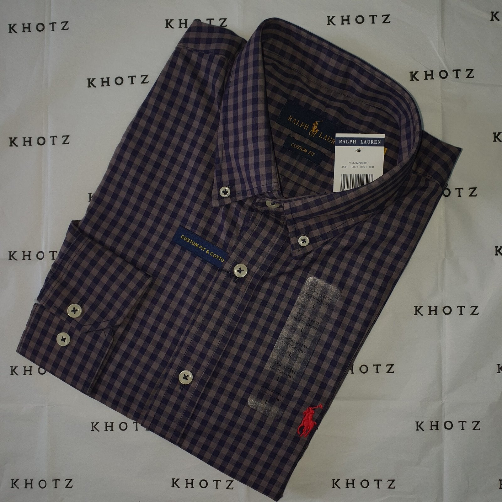 Camisa Ralph Lauren Masculina Xadrez Azul Cinzento Pony Vermelho