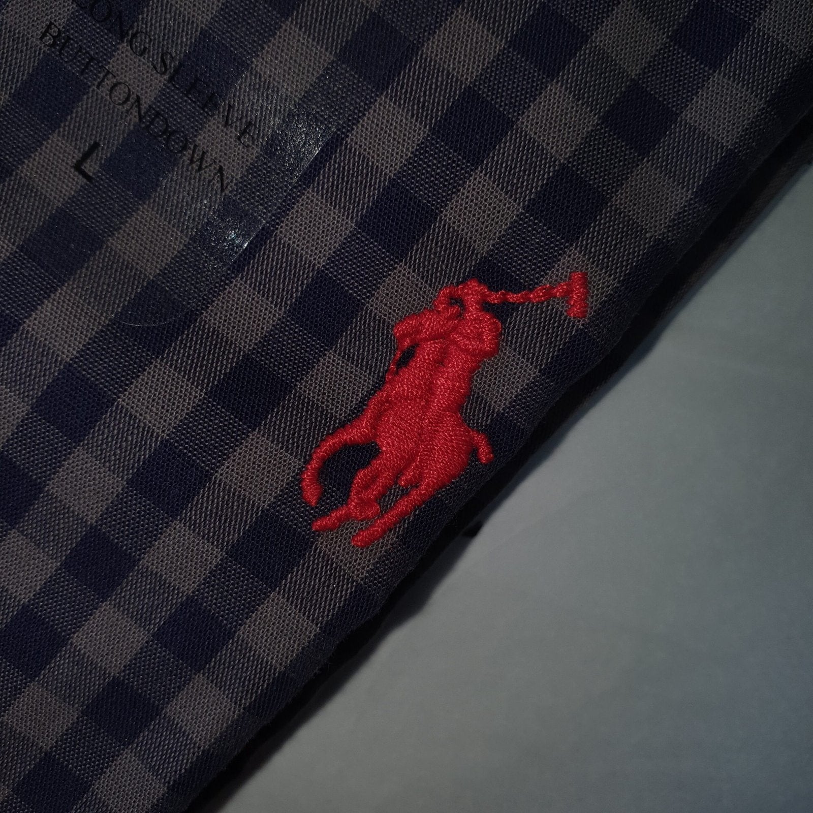 Camisa Ralph Lauren Masculina Xadrez Azul Cinzento Pony Vermelho