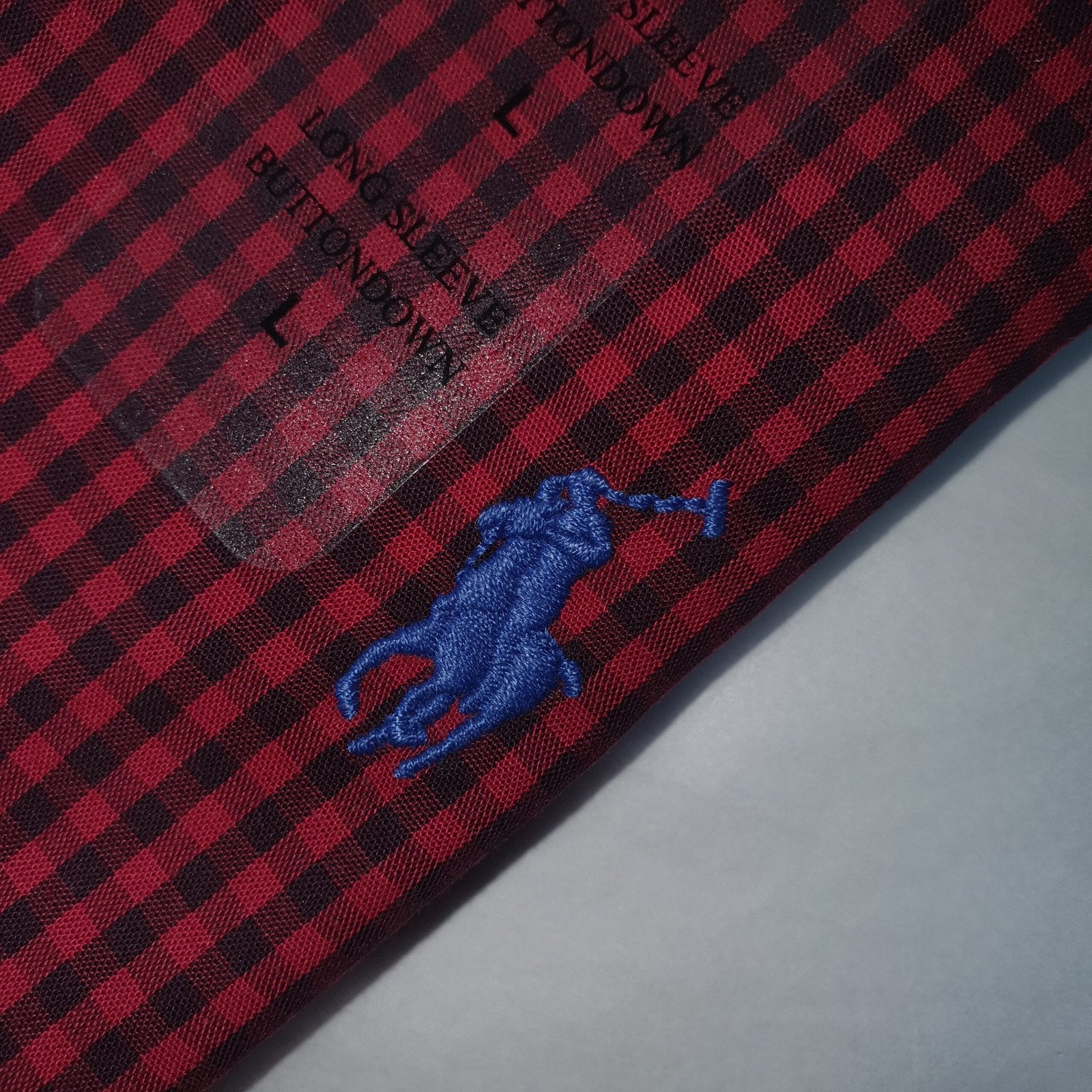 Camisa Ralph Lauren Masculina Micro Xadrez Australiano Bordô Pony Azul