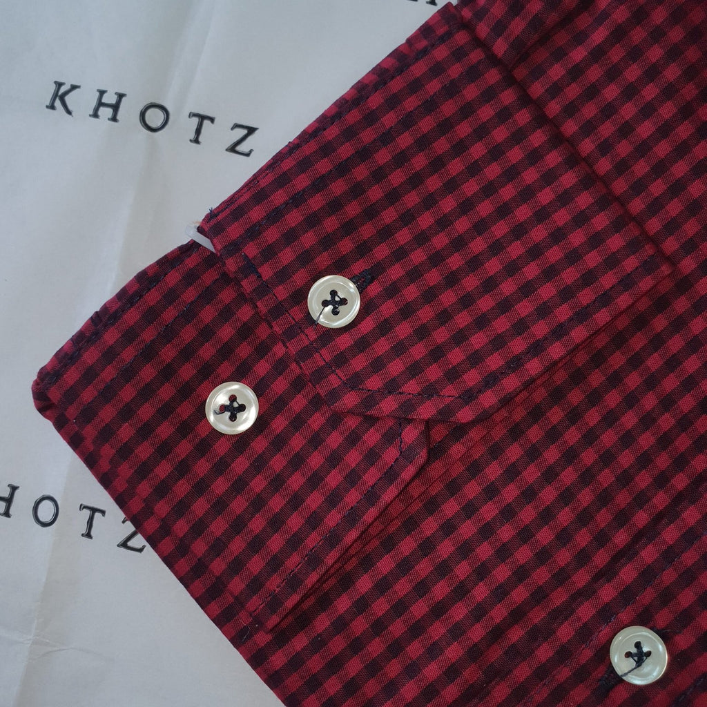 Camisa Ralph Lauren Masculina Micro Xadrez Australiano Bordô Pony Azul