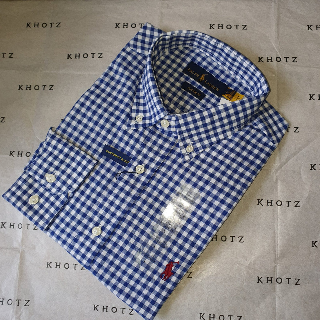 Camisa Ralph Lauren Masculina Xadrez Viscolinho Azul Pony Bordô