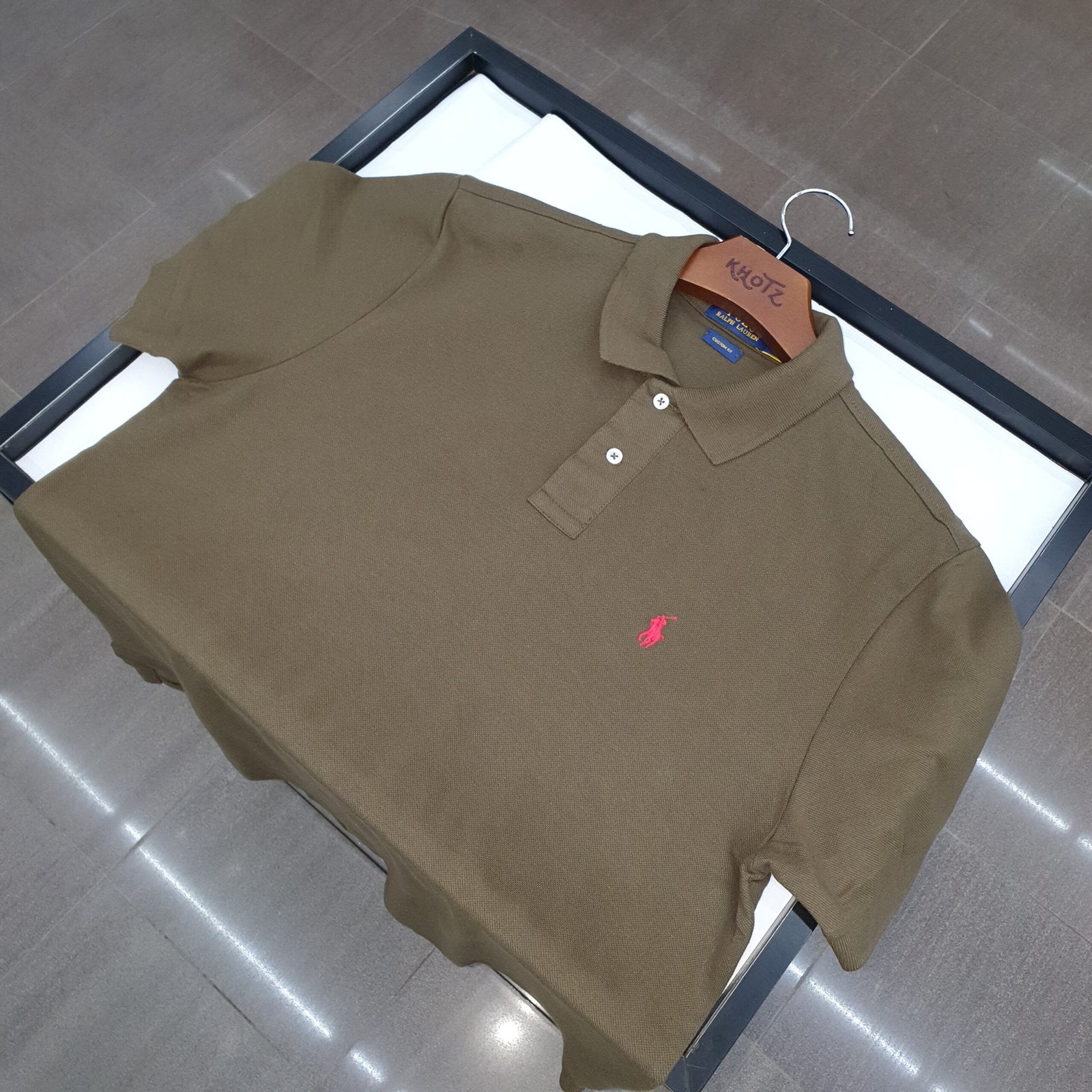 Polo Ralph Lauren Masculina Verde Exército Pony Vermelho