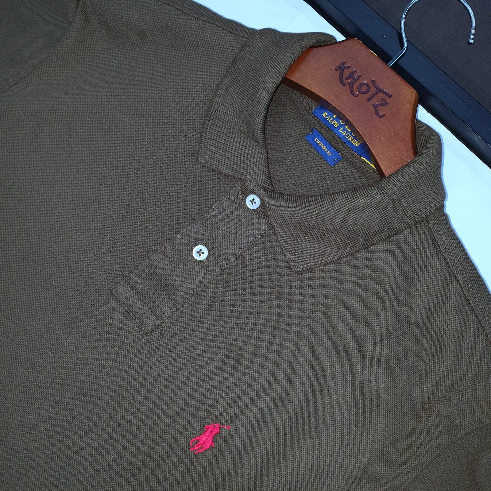 Polo Ralph Lauren Masculina Verde Exército Pony Vermelho