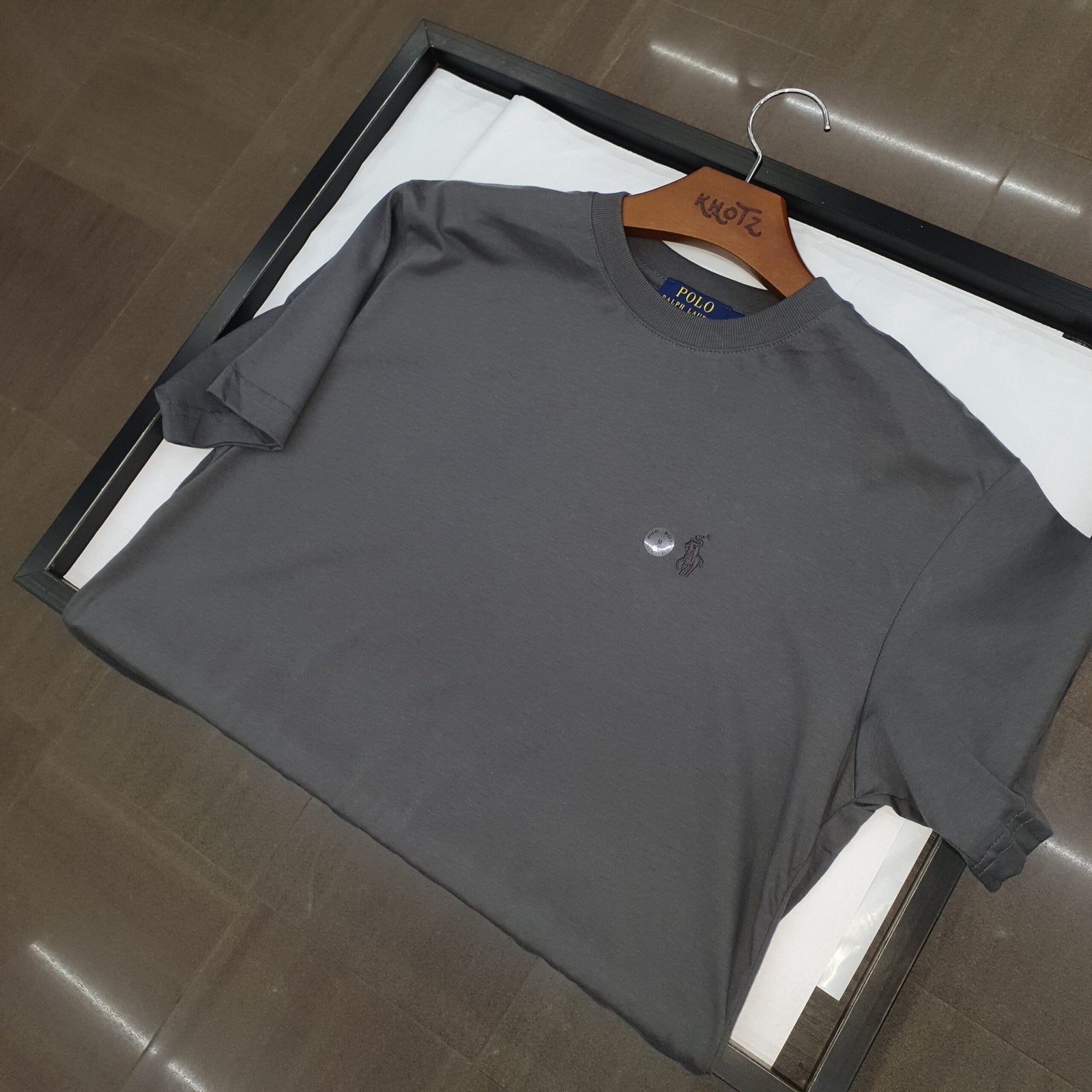 Camiseta Básica Ralph Lauren Masculina Grafite Pony Monocromático