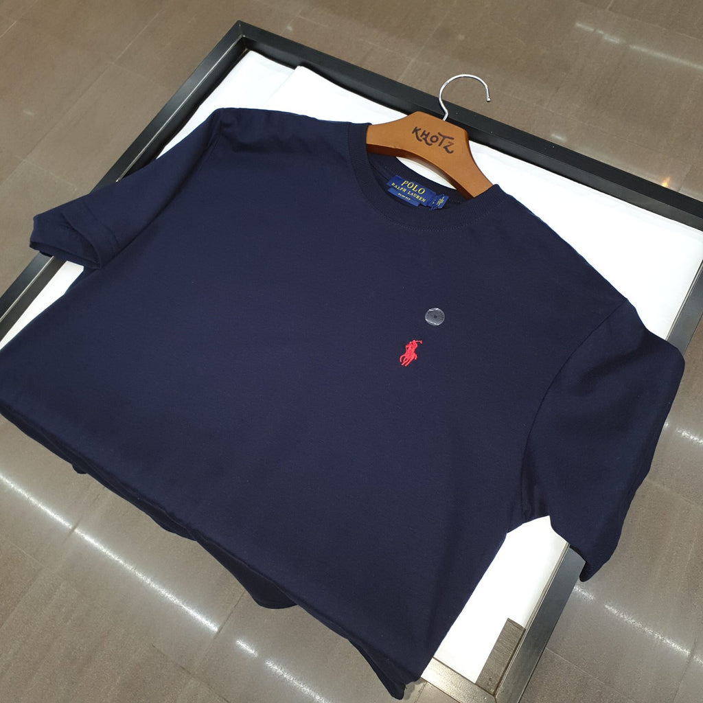 Camiseta Básica Ralph Lauren Masculina Azul Marinho Pony Vermelho
