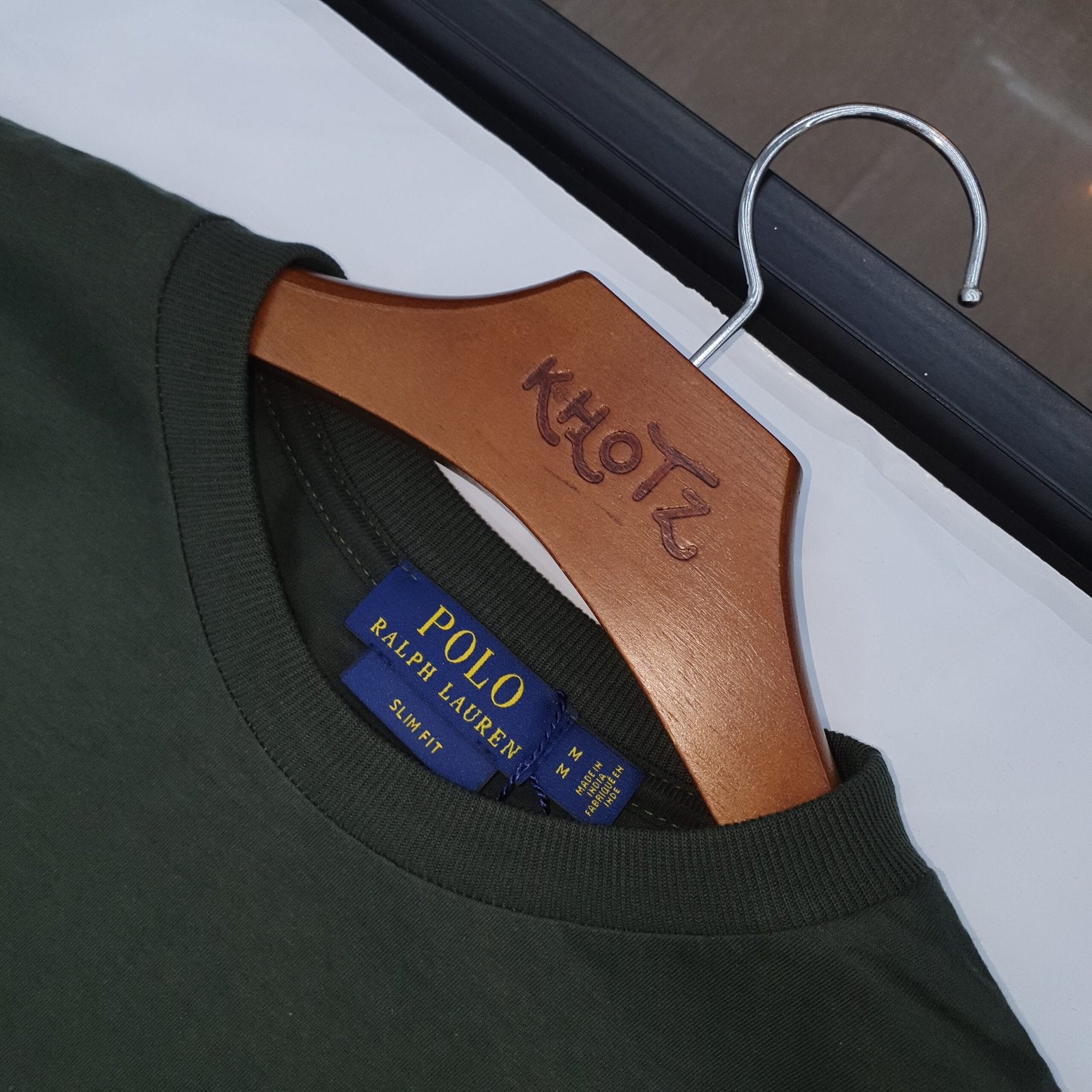 Camiseta Básica Ralph Lauren Masculina Verde Exército Pony Creme