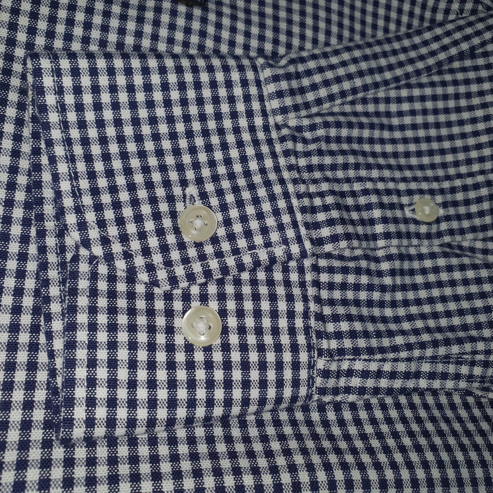 Camisa Ralph Lauren Masculina Oxford Micro Xadrez Clássico Petróleo Urso Americano
