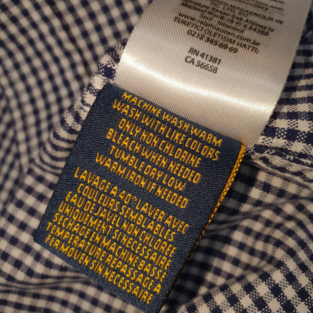 Camisa Ralph Lauren Masculina Oxford Micro Xadrez Clássico Petróleo Urso Americano