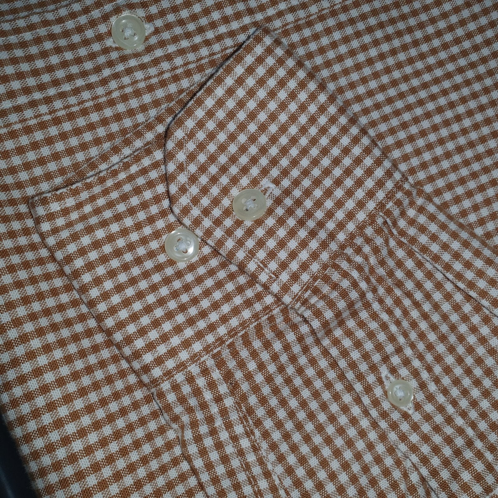 Camisa Ralph Lauren Masculina Oxford Micro Xadrez Clássico Marrom Pony Marinho