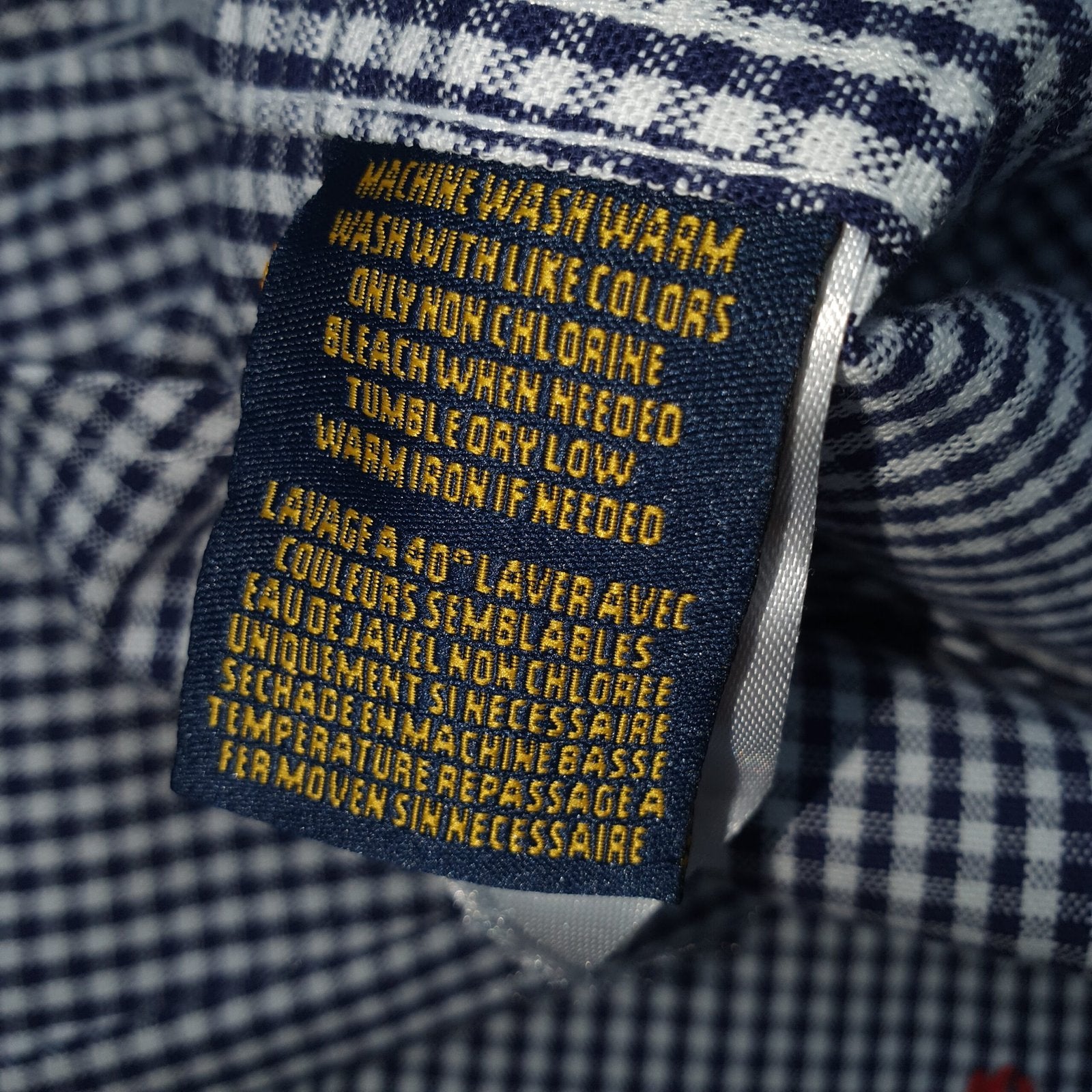 Camisa Ralph Lauren Masculina Oxford Micro Xadrez Clássico Marinho Pony Vermelho