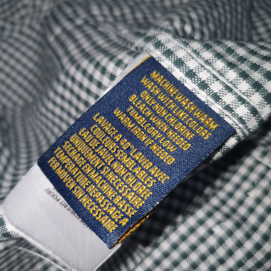 Camisa Ralph Lauren Masculina Oxford Micro Xadrez Clássico Verde Pony Marinho