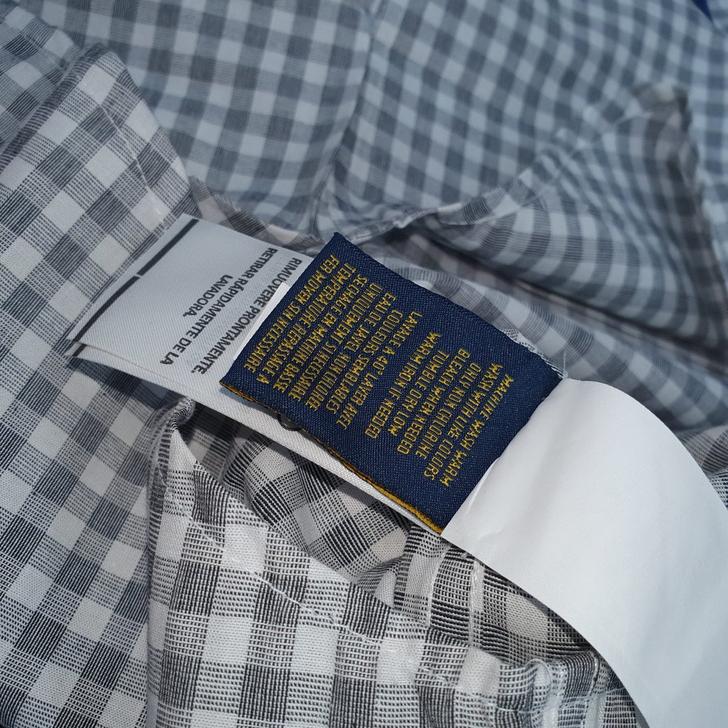 Camisa Ralph Lauren Masculina Xadrez Cinzento Pony Vermelho