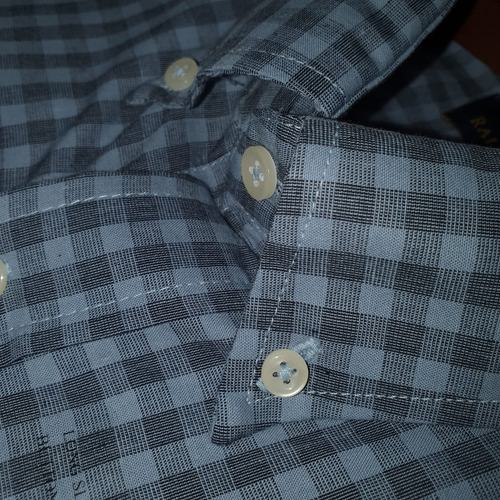 Camisa Ralph Lauren Masculina Xadrez Cinzento Pony Laranja