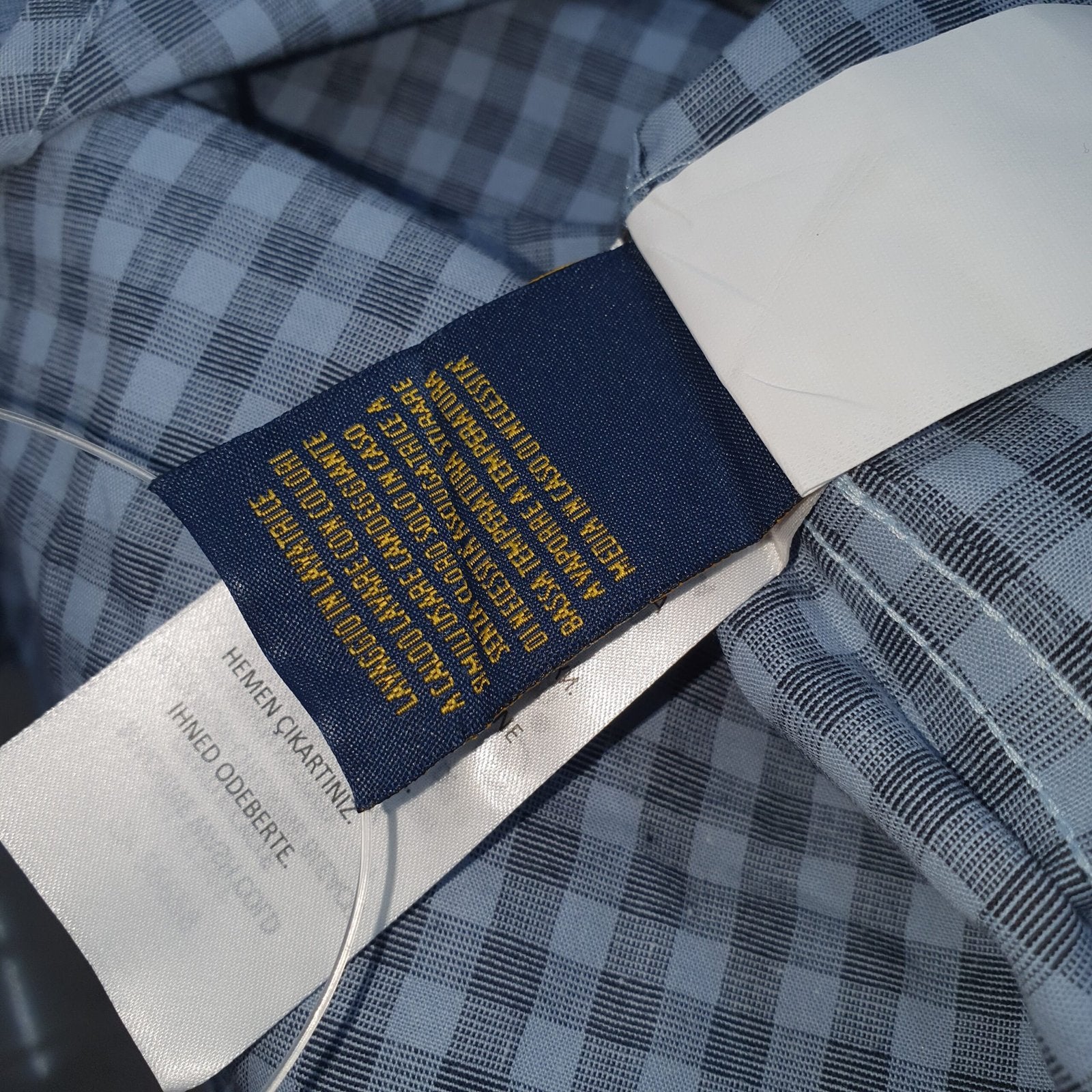 Camisa Ralph Lauren Masculina Xadrez Cinzento Pony Laranja