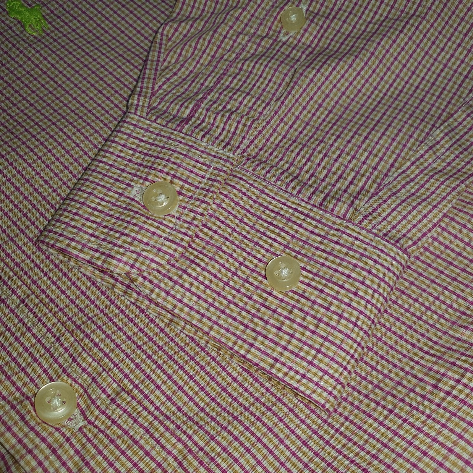 Camisa Ralph Lauren Masculina Micro Xadrez Rosada Exclusiva Pony Limão