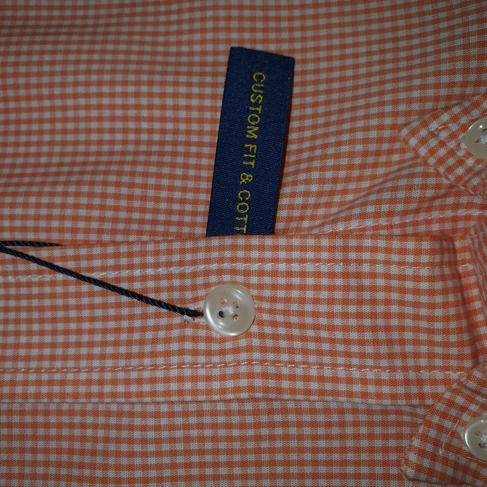 Camisa Ralph Lauren Masculina Micro Xadrez Laranja Pony Azul Celeste