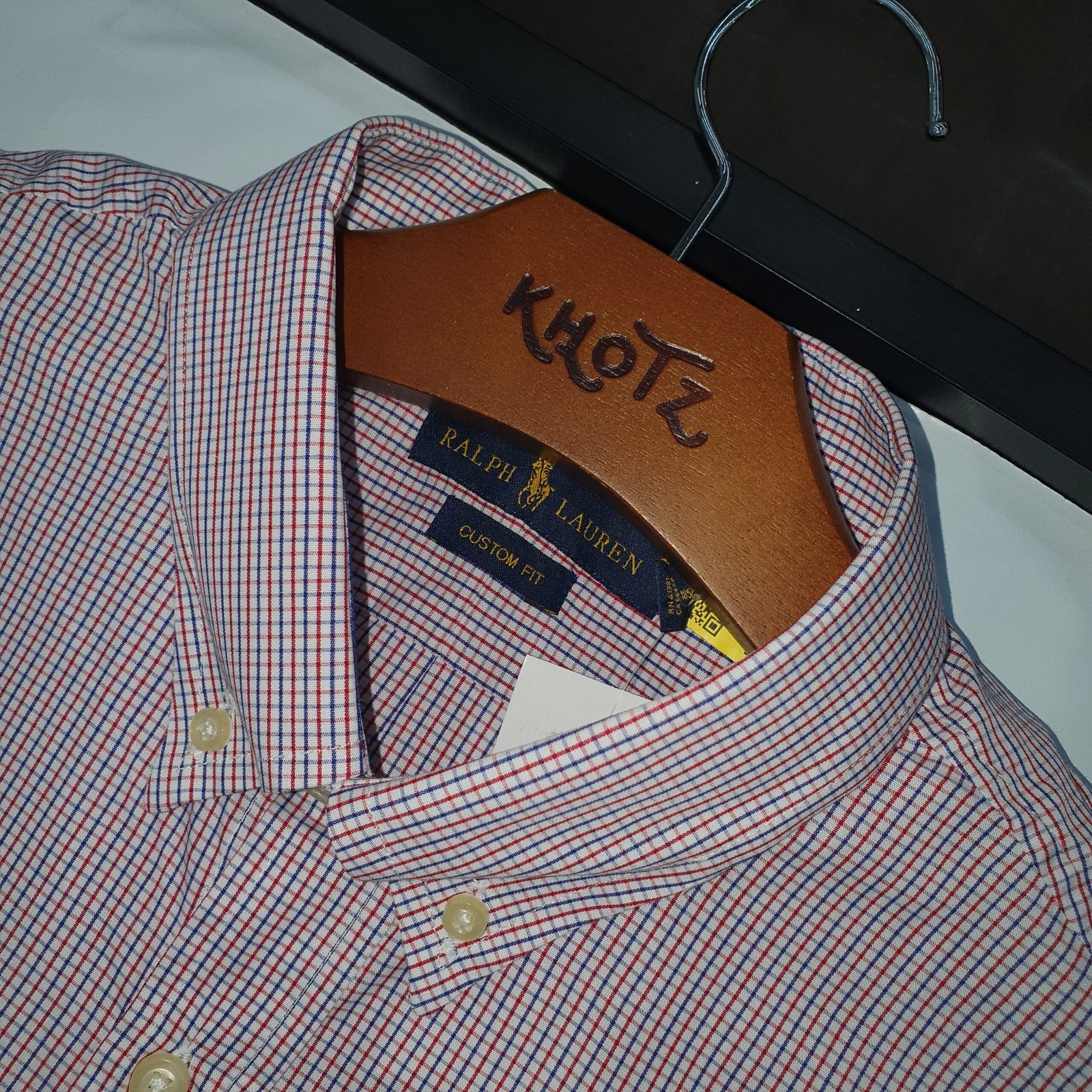 Camisa Ralph Lauren Masculina Micro Xadrez Granulado Pony Azul