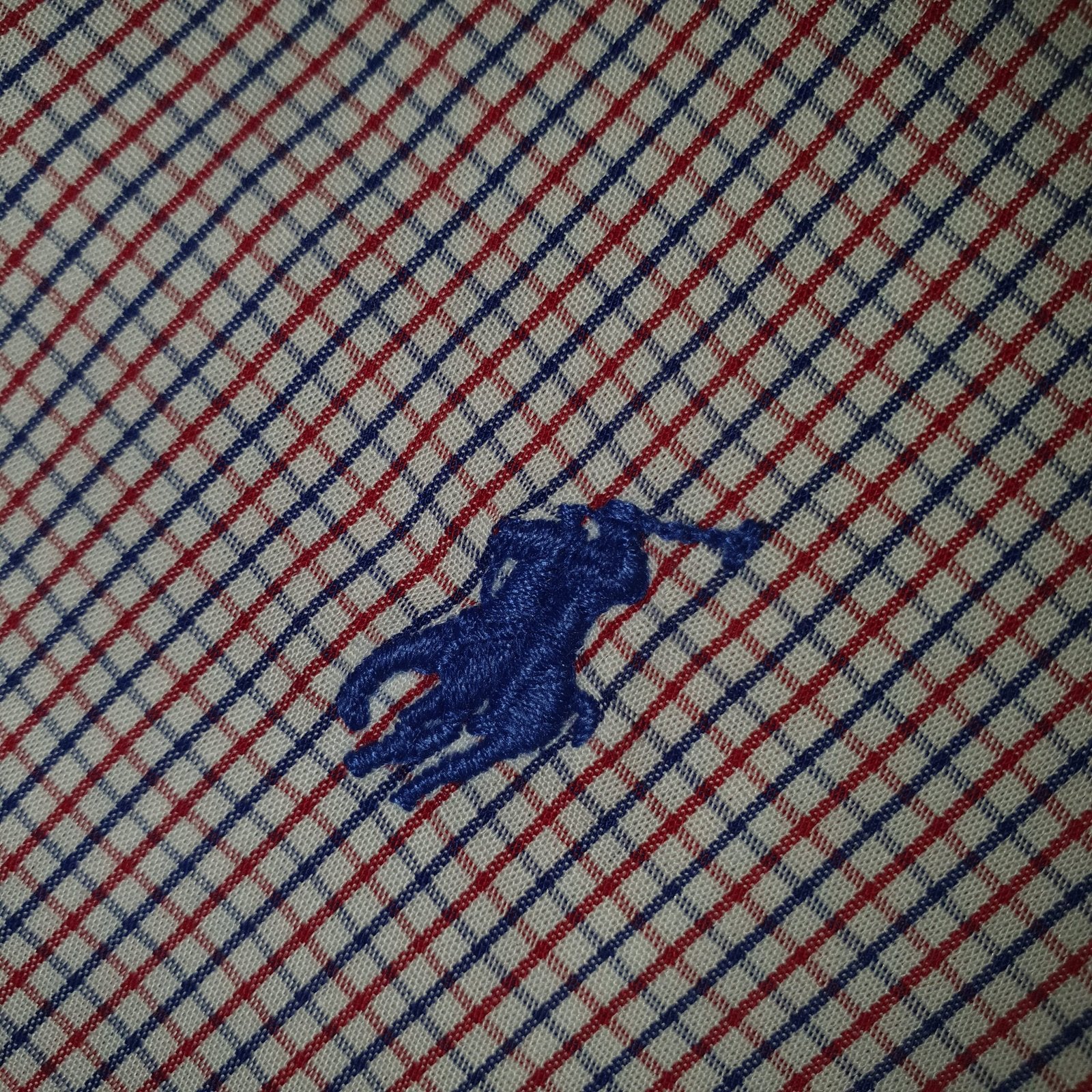 Camisa Ralph Lauren Masculina Micro Xadrez Granulado Pony Azul