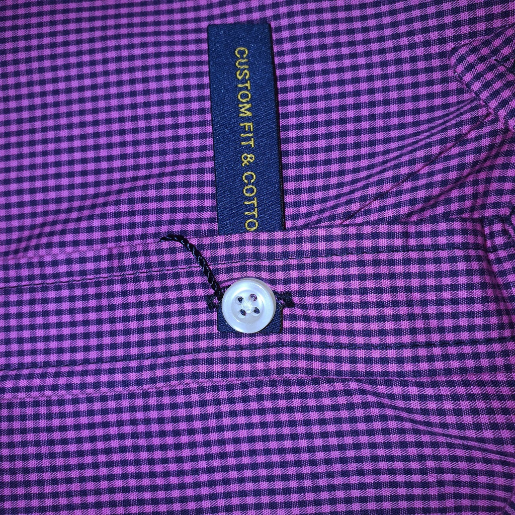 Camisa Ralph Lauren Masculina Micro Xadrez Uva Pony Gelo