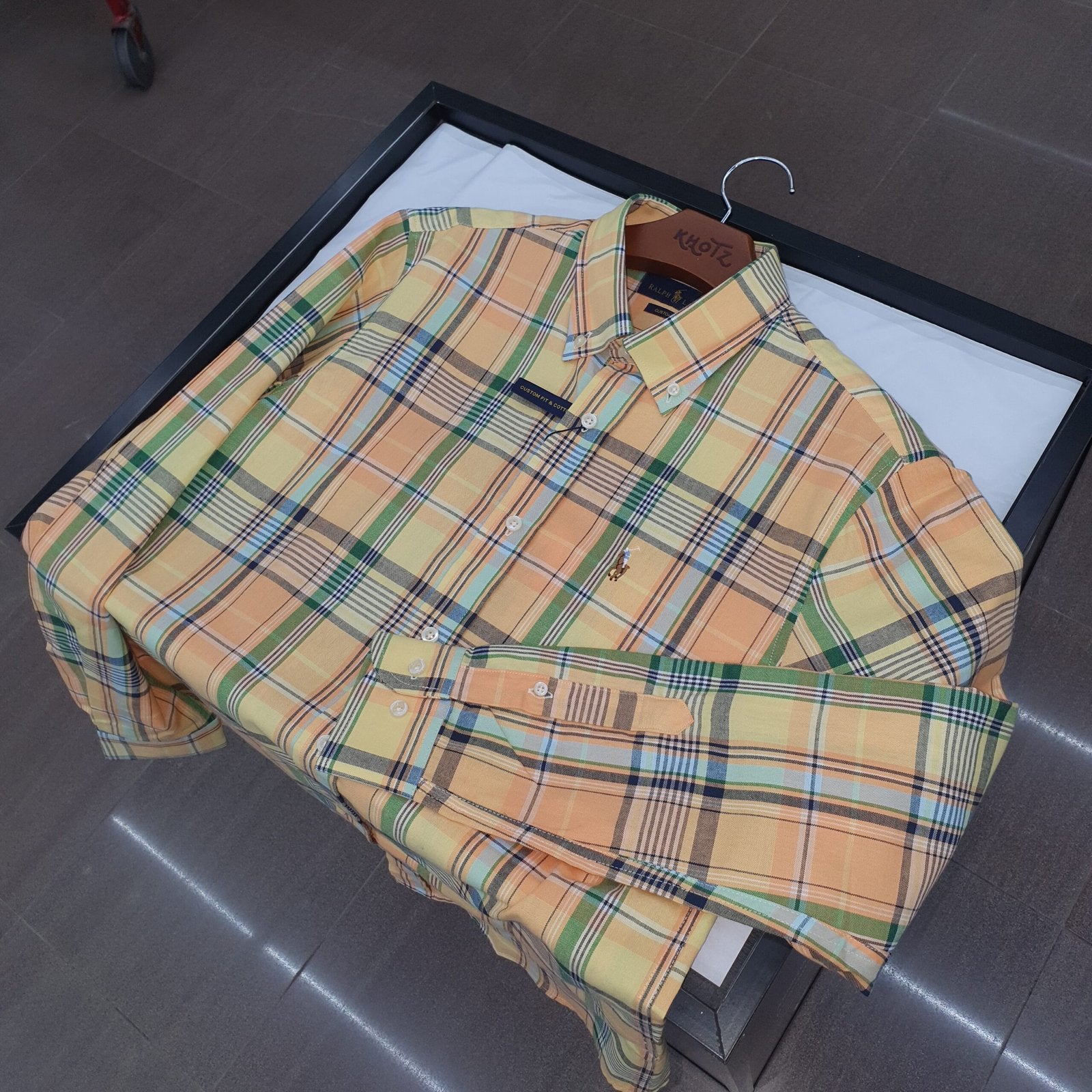 Camisa Ralph Lauren Masculina Oxford Xadrez Americano Lenhador Cor Amarelo