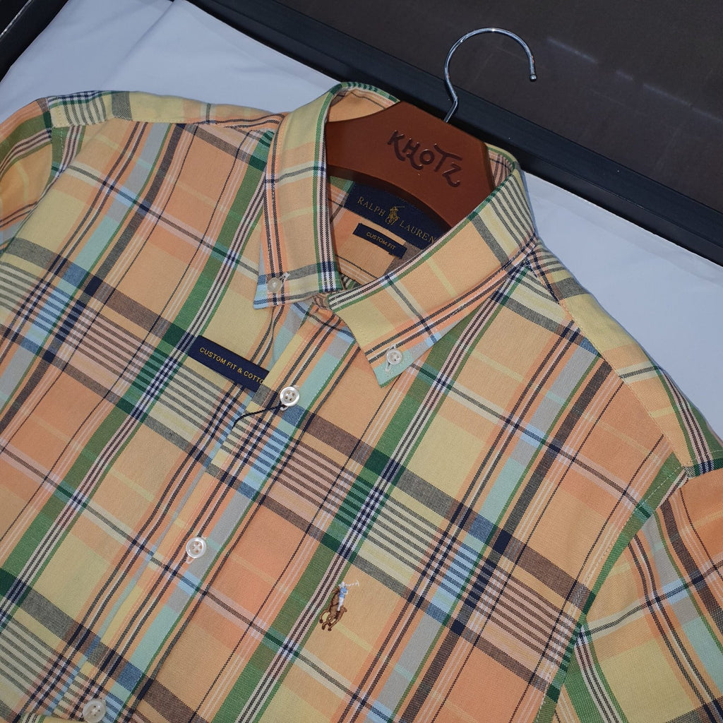 Camisa Ralph Lauren Masculina Oxford Xadrez Americano Lenhador Cor Amarelo