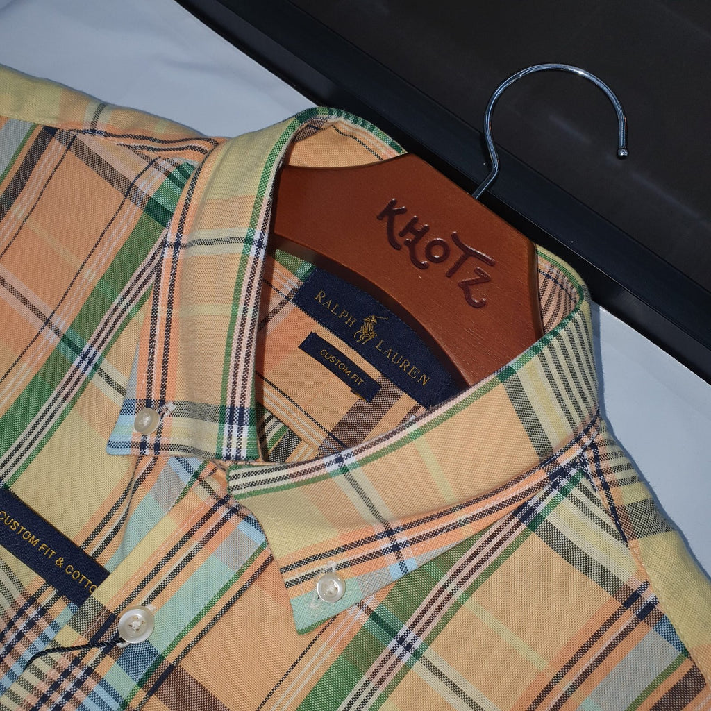 Camisa Ralph Lauren Masculina Oxford Xadrez Americano Lenhador Cor Amarelo
