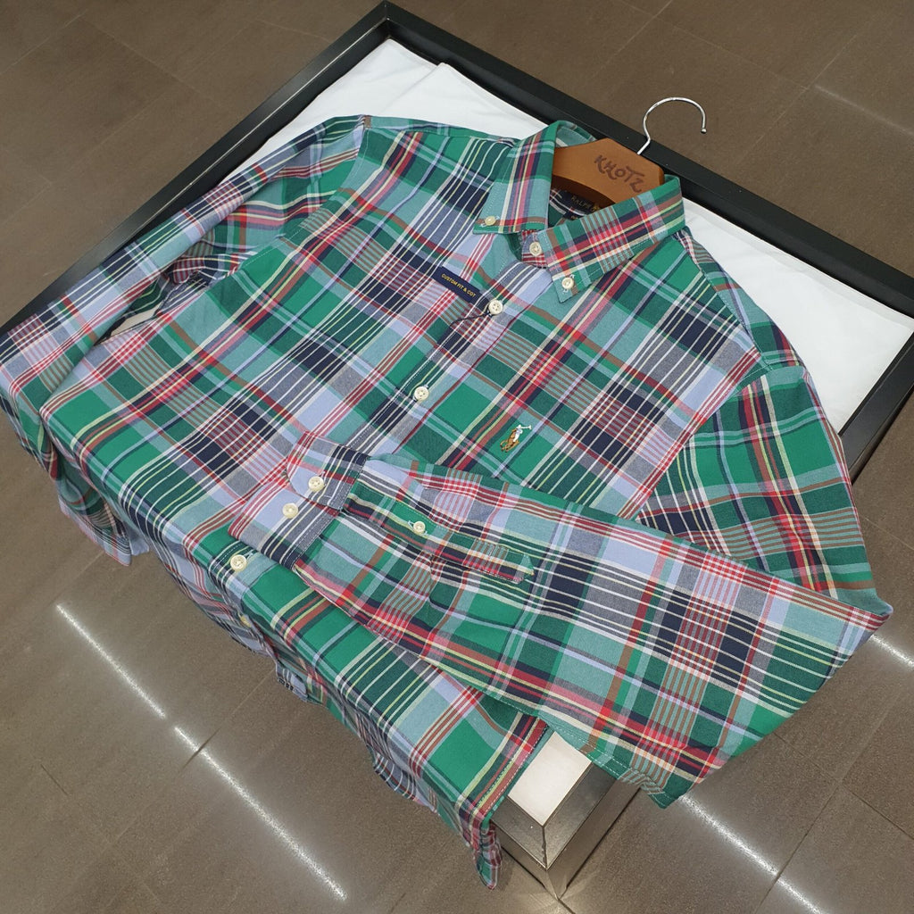 Camisa Ralph Lauren Masculina Oxford Xadrez Americano Lenhador Cor Verde