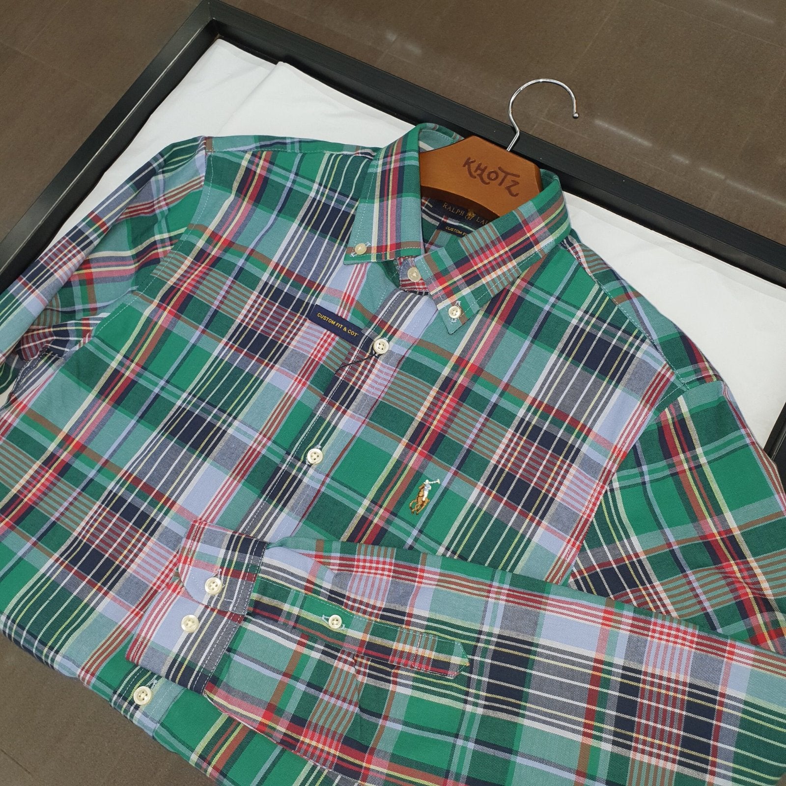 Camisa Ralph Lauren Masculina Oxford Xadrez Americano Lenhador Cor Verde