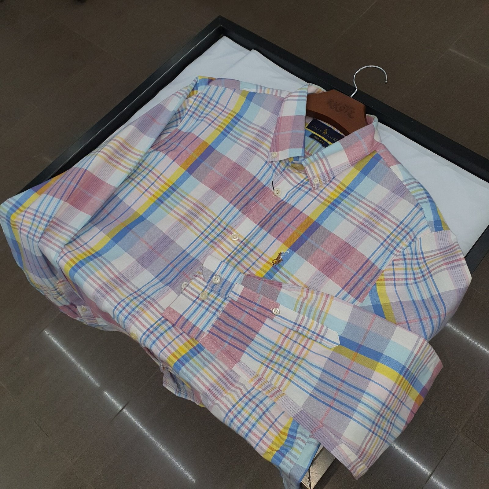 Camisa Ralph Lauren Masculina Oxford Xadrez Americano Lenhador Cor Rosa