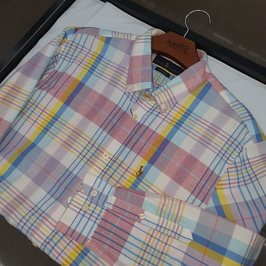Camisa Ralph Lauren Masculina Oxford Xadrez Americano Lenhador Cor Rosa