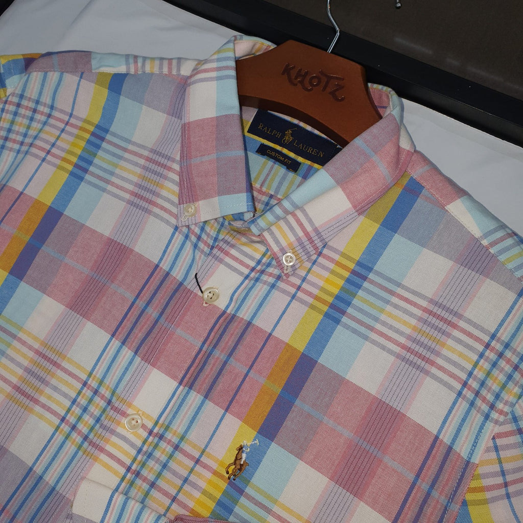 Camisa Ralph Lauren Masculina Oxford Xadrez Americano Lenhador Cor Rosa