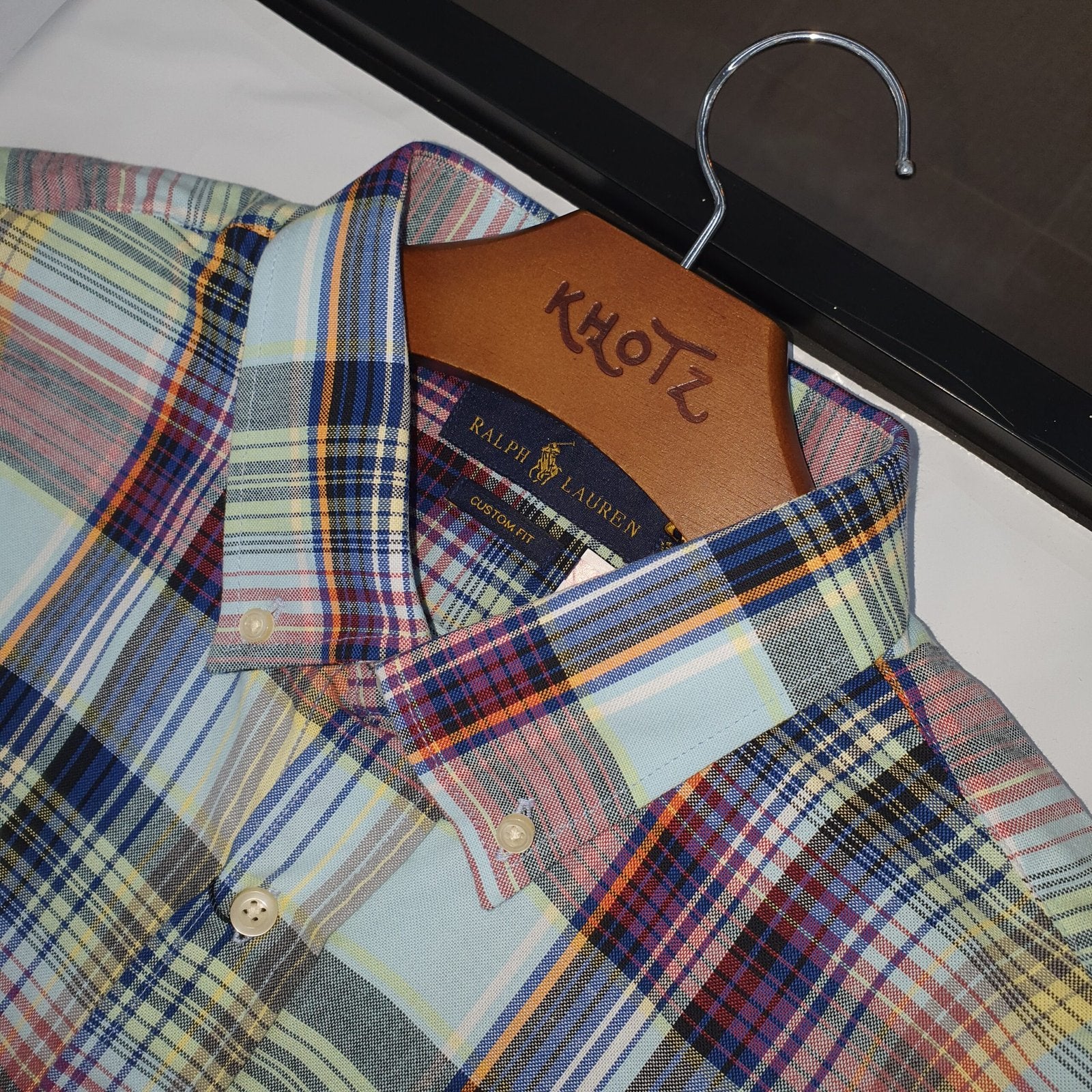 Camisa Ralph Lauren Masculina Oxford Xadrez Americano Lenhador Cor Azul