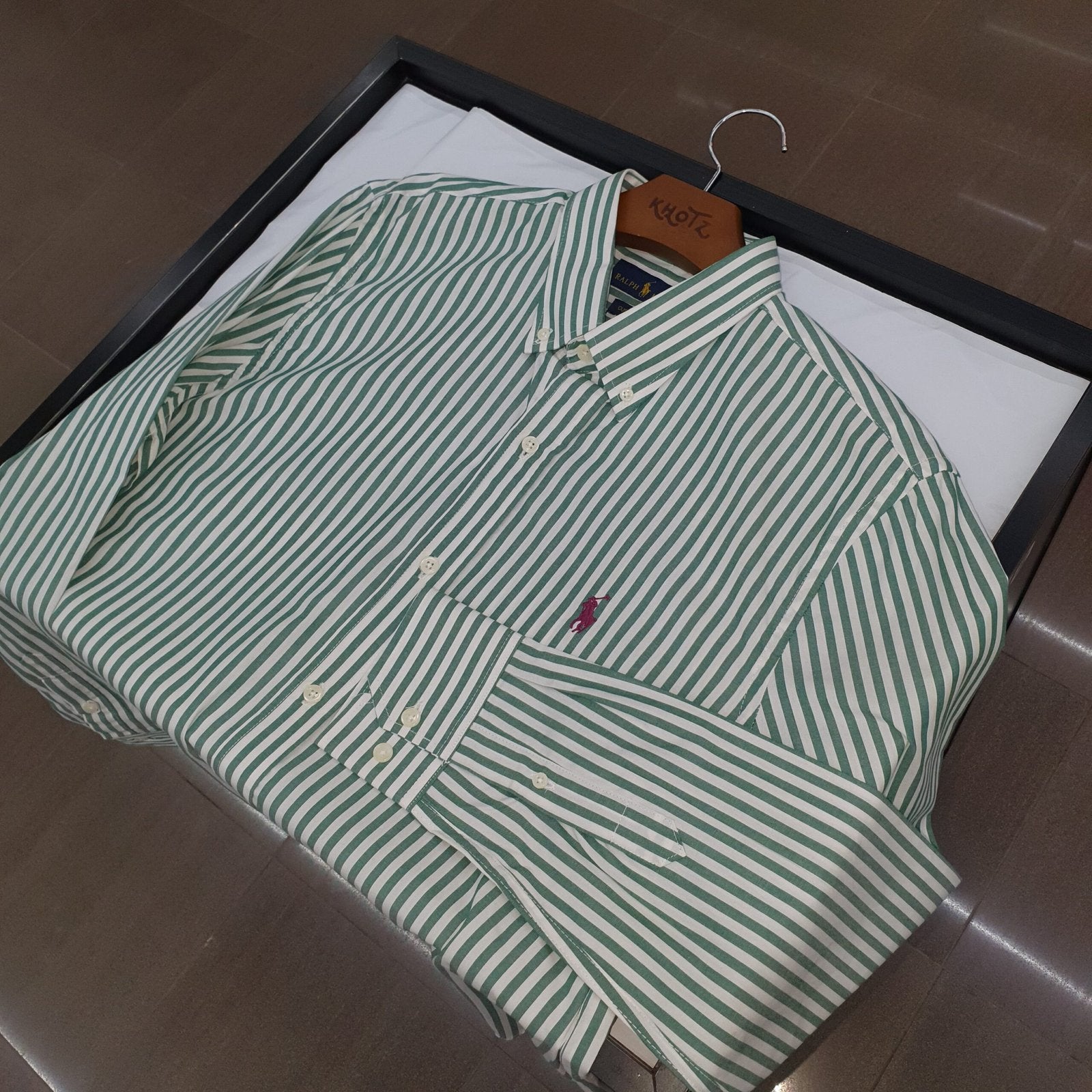 Camisa Ralph Lauren Masculina Verde Listras Maxi Pony Roxo