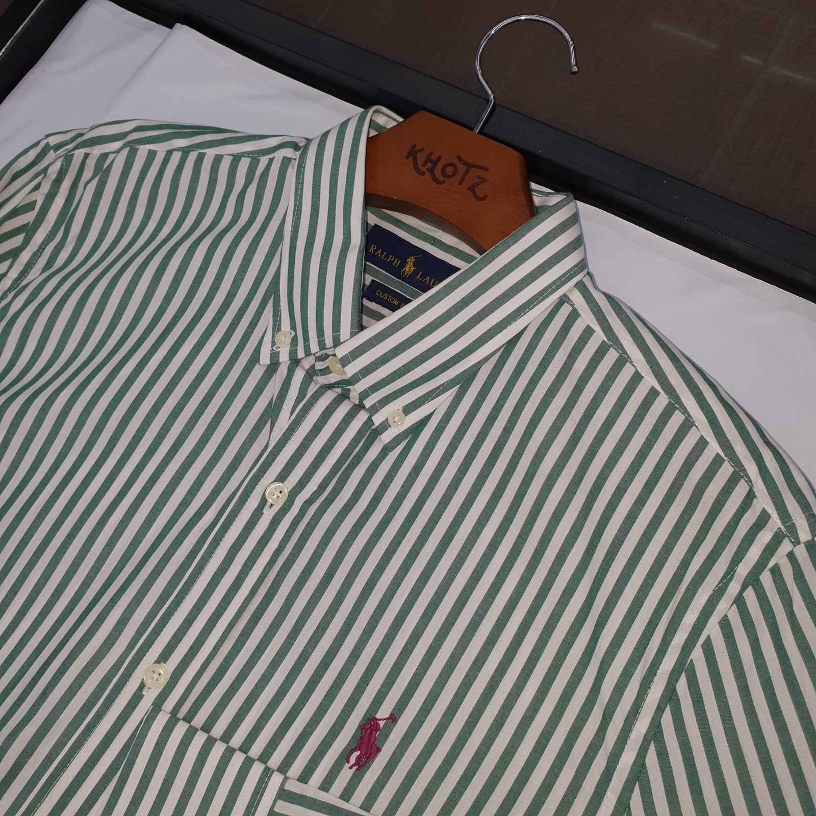 Camisa Ralph Lauren Masculina Verde Listras Maxi Pony Roxo