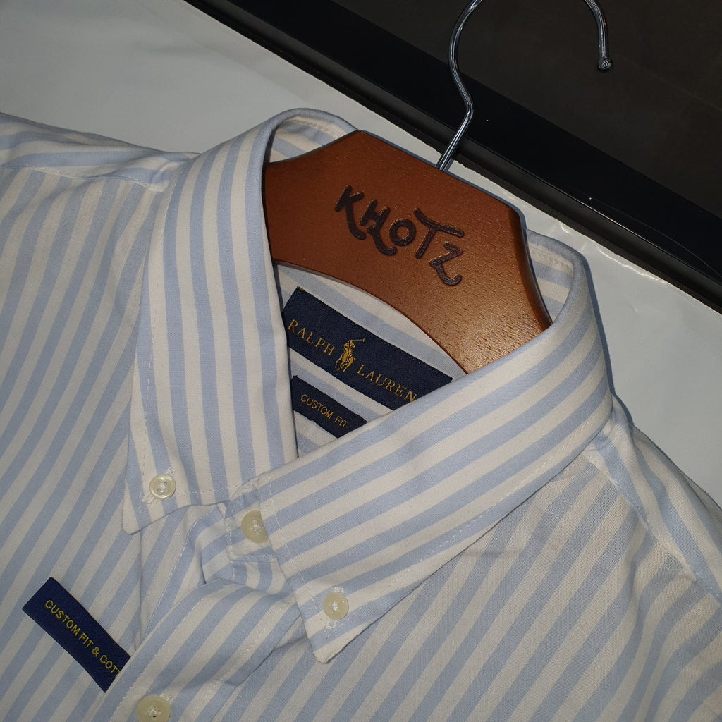 Camisa Ralph Lauren Masculina Azul Bebê Listras Maxi Pony Preto