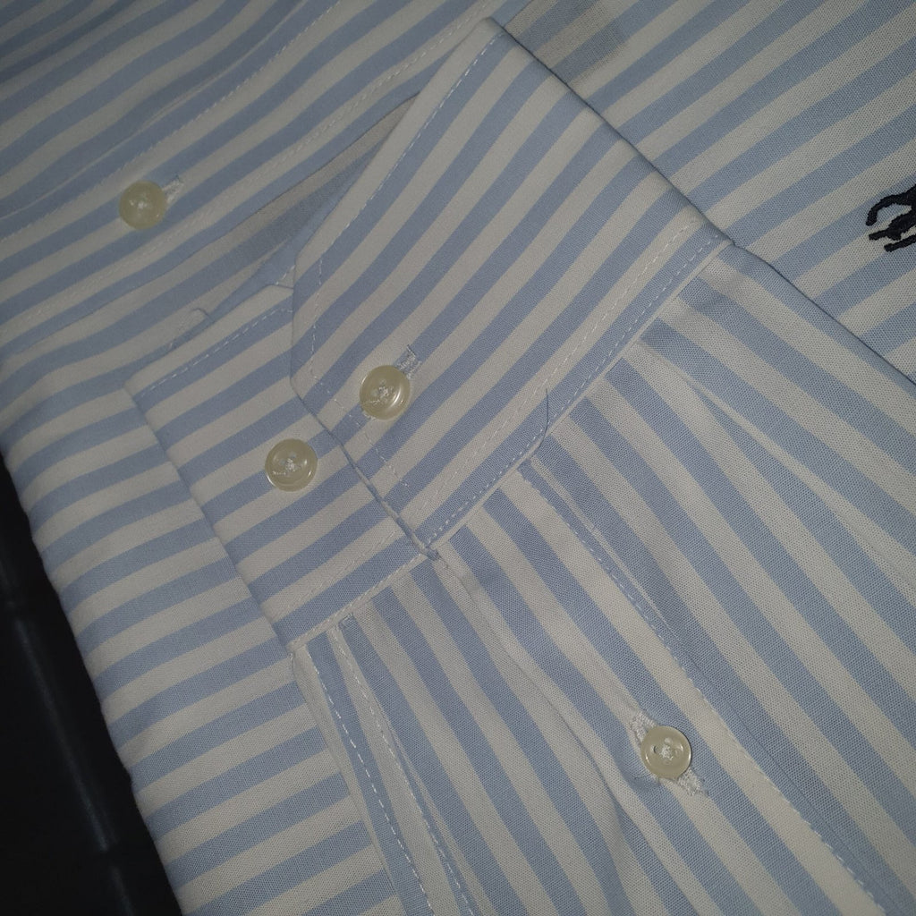 Camisa Ralph Lauren Masculina Azul Bebê Listras Maxi Pony Preto