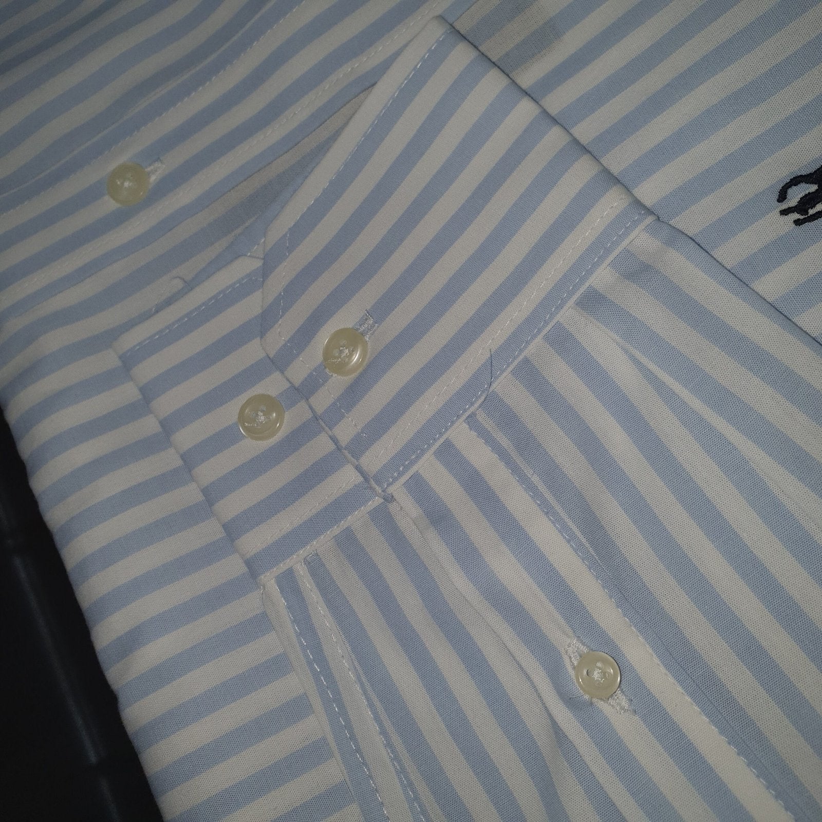 Camisa Ralph Lauren Masculina Azul Bebê Listras Maxi Pony Preto