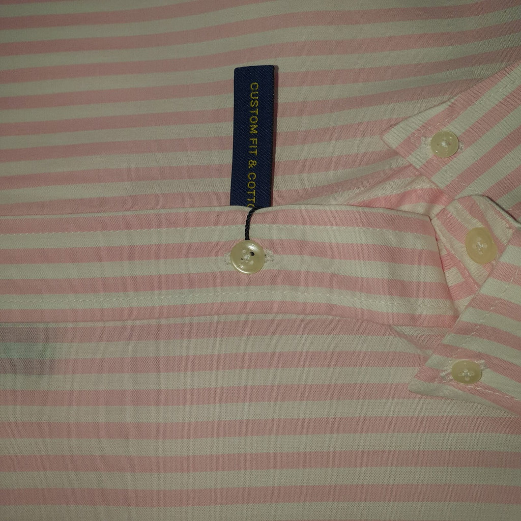 Camisa Ralph Lauren Masculina Rosa Listras Maxi Pony Bordô