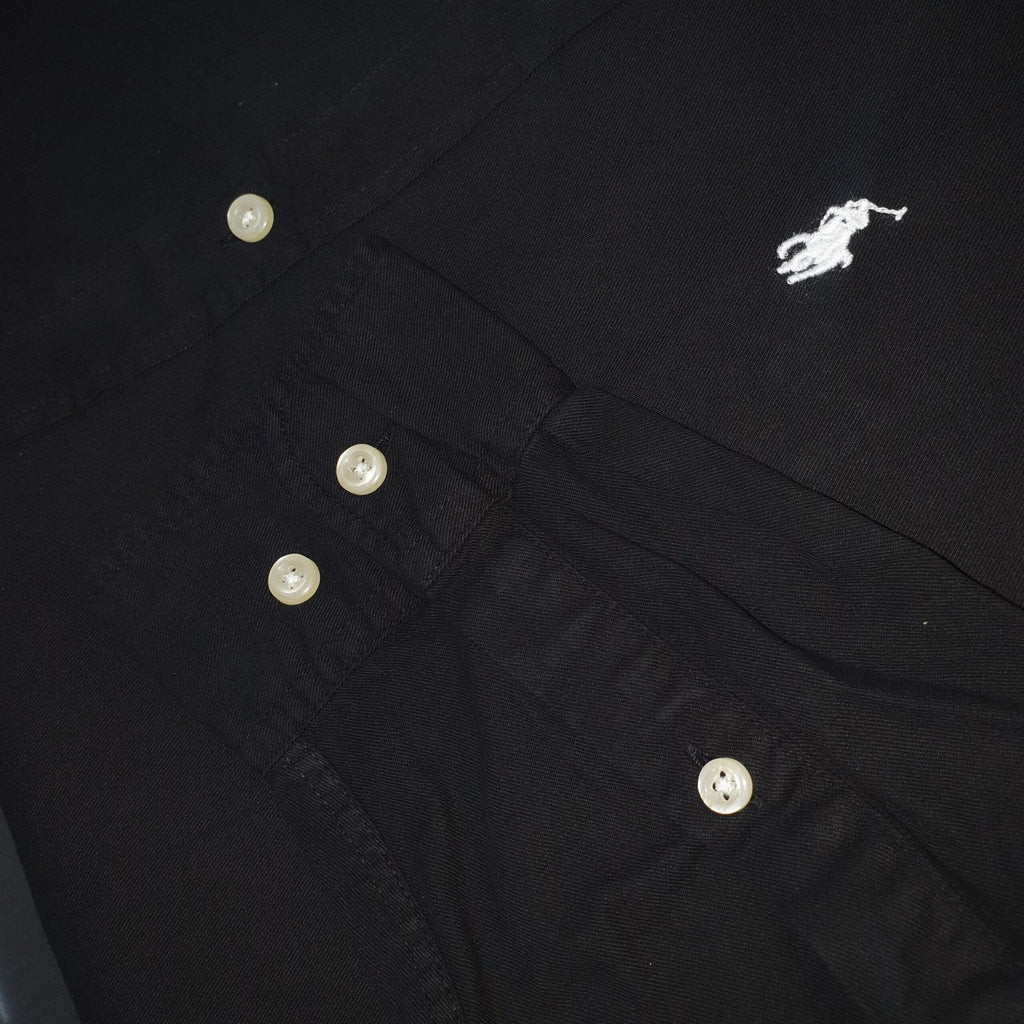Camisa Ralph Lauren Masculina Oxford Sarjeada Preta Pony Branco