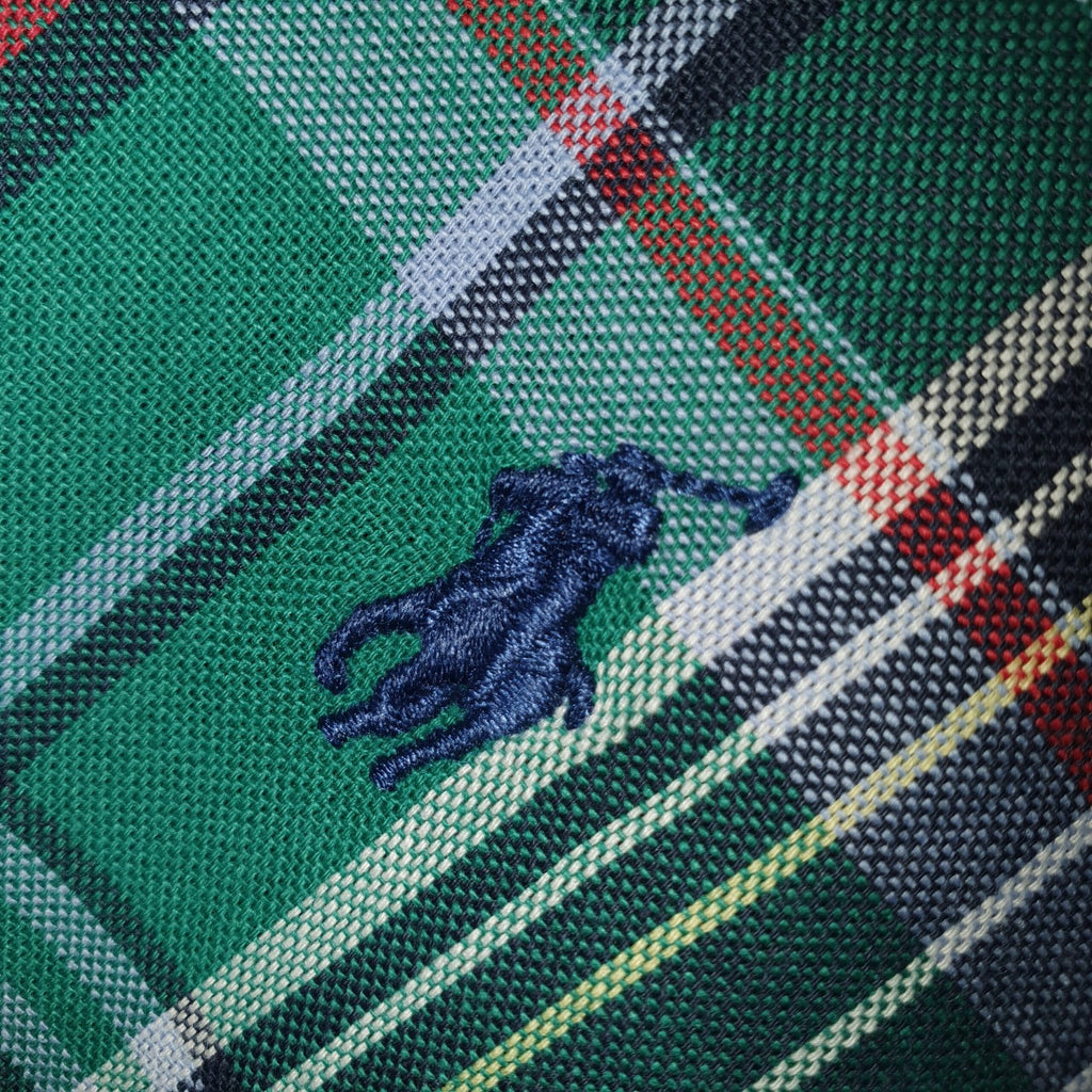 Camisa Ralph Lauren Masculina Manga Curta Xadrez Verde Americano Pony Marinho