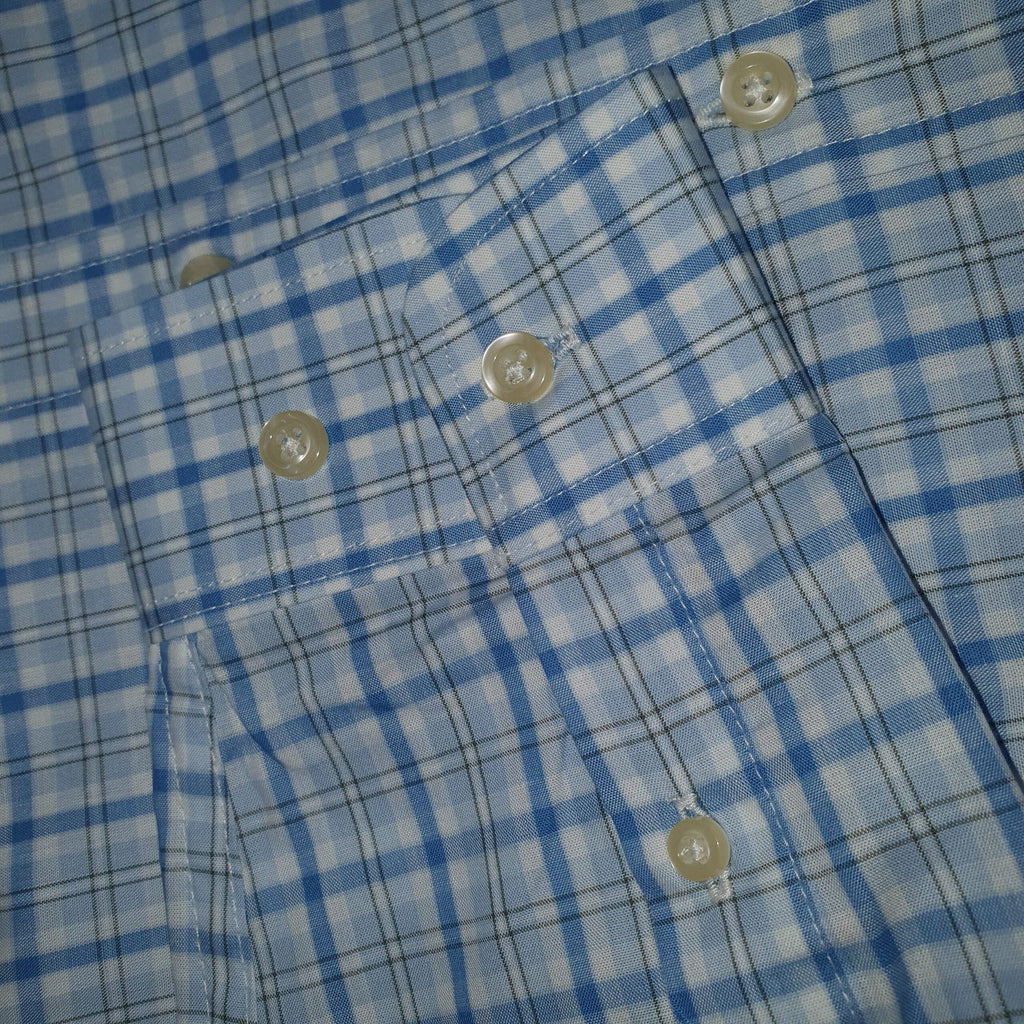 Camisa Ralph Lauren Masculina Xadrez Listras Azul e Branco Pony Marinho