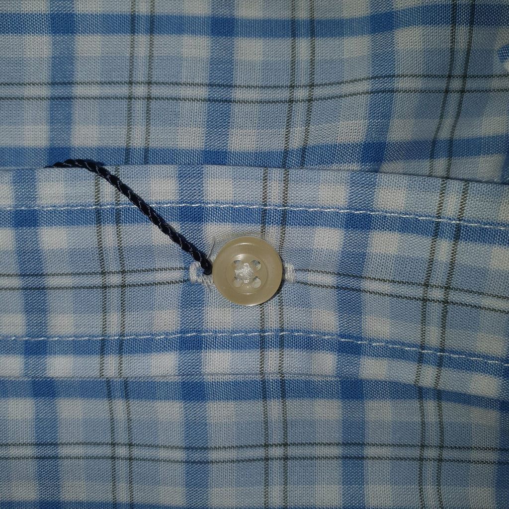 Camisa Ralph Lauren Masculina Xadrez Listras Azul e Branco Pony Marinho