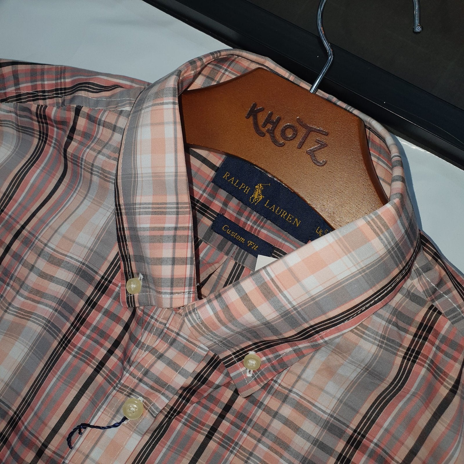 Camisa Ralph Lauren Masculina Xadrez Listras Marrom Maravalha Pony Preto