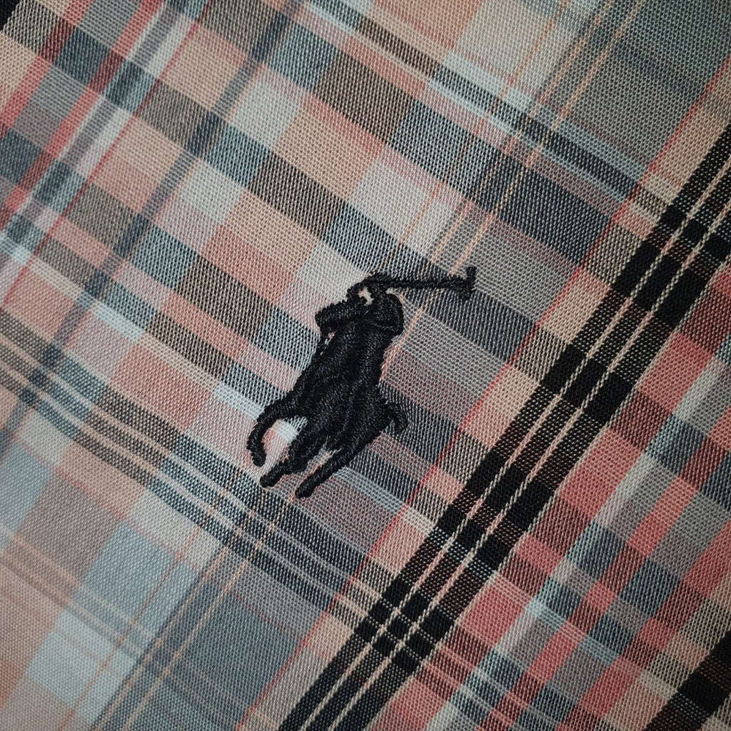 Camisa Ralph Lauren Masculina Xadrez Listras Marrom Maravalha Pony Preto