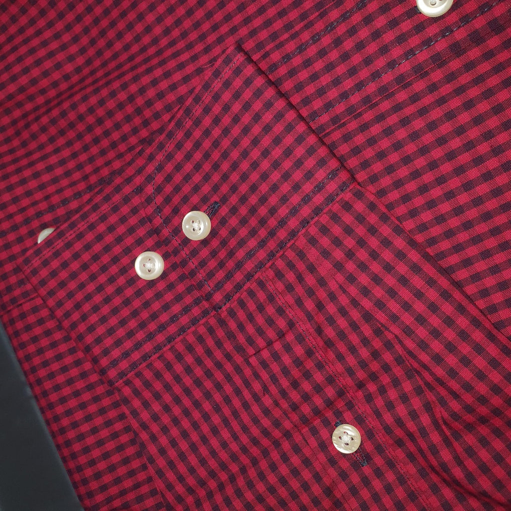 Camisa Ralph Lauren Masculina Micro Xadrez Bordô Pony Colorido